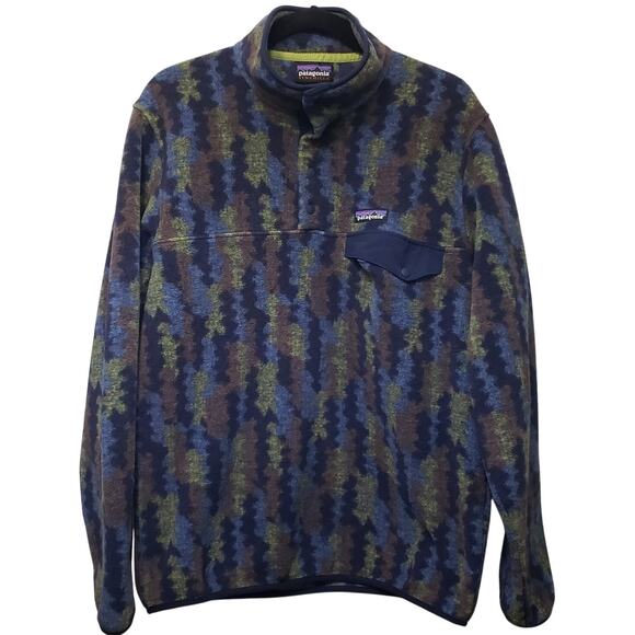 PATAGONIA Synchilla Snap-T Pullover Climbing Trees Ikat New Navy Men's Medium - Picture 1 of 15